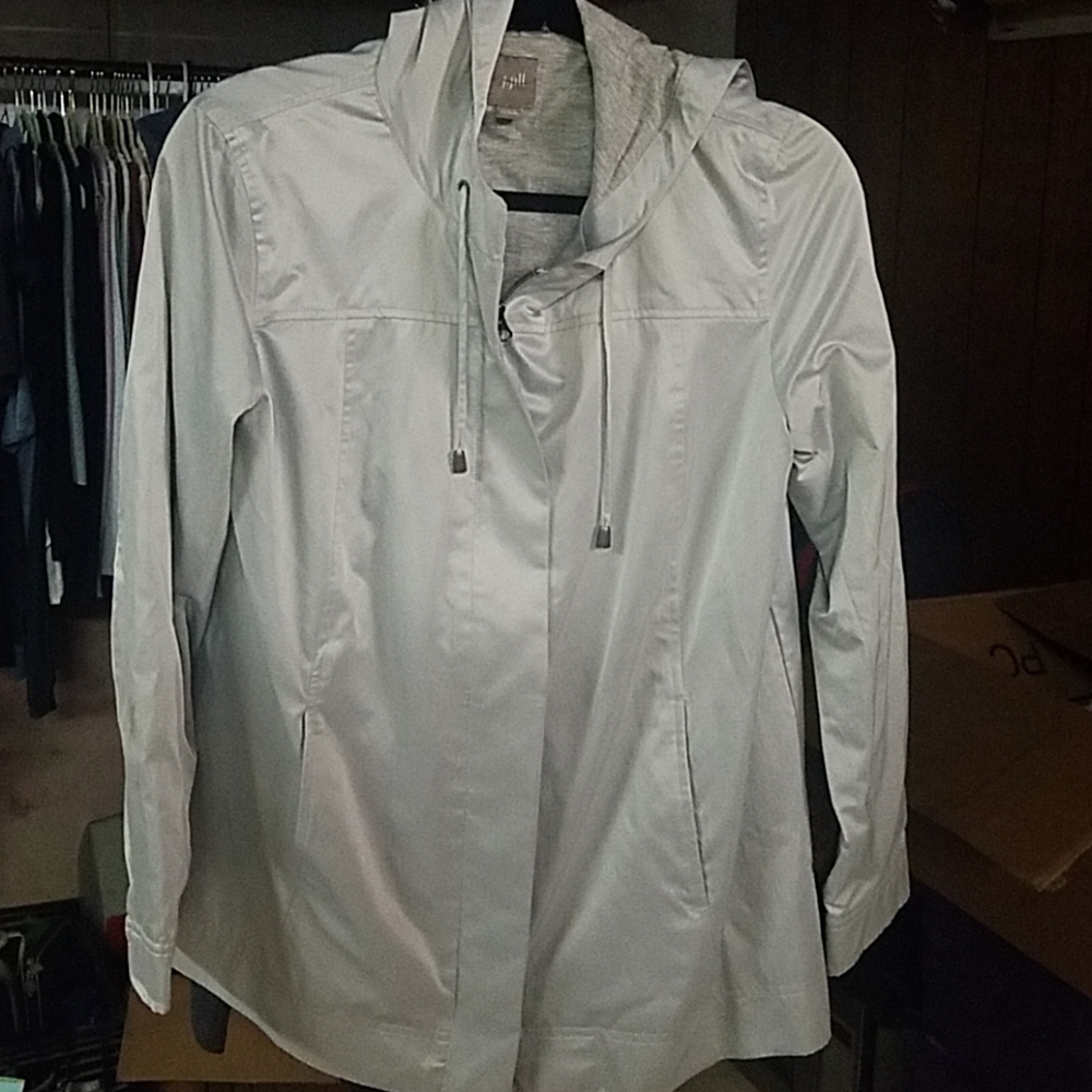 J Jill Lightweight Hooded Jacket  XS Silver Grey
